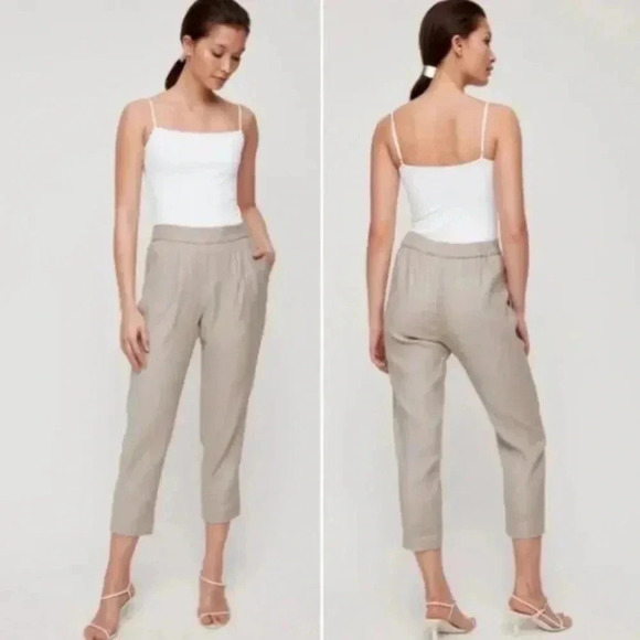 Babaton Aritzia Cohan Linen Taper Ankle Pants Pull On trousers Size 4 - Picture 1 of 10